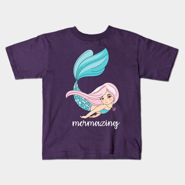 Mermazing Kids T-Shirt by Amanda Bennett